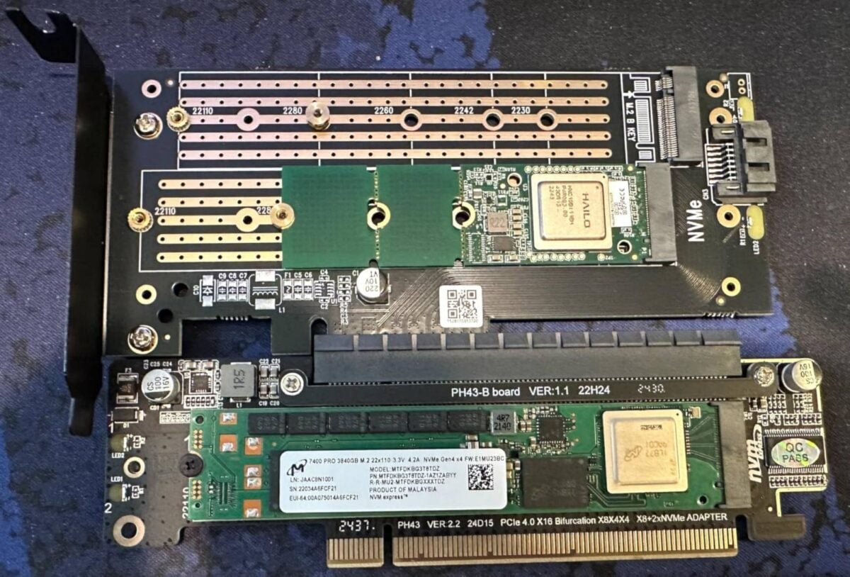 PCIe to PCIe + M.2 adatper - multi SSD installation.