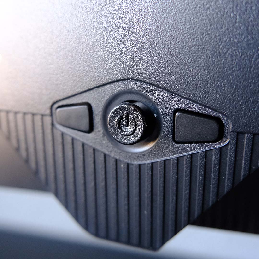 A close-up of the OSD controls for the Gigabyte MO27Q28G monitor.