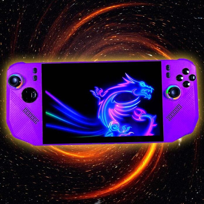 MSI Claw handheld in purple colour scheme