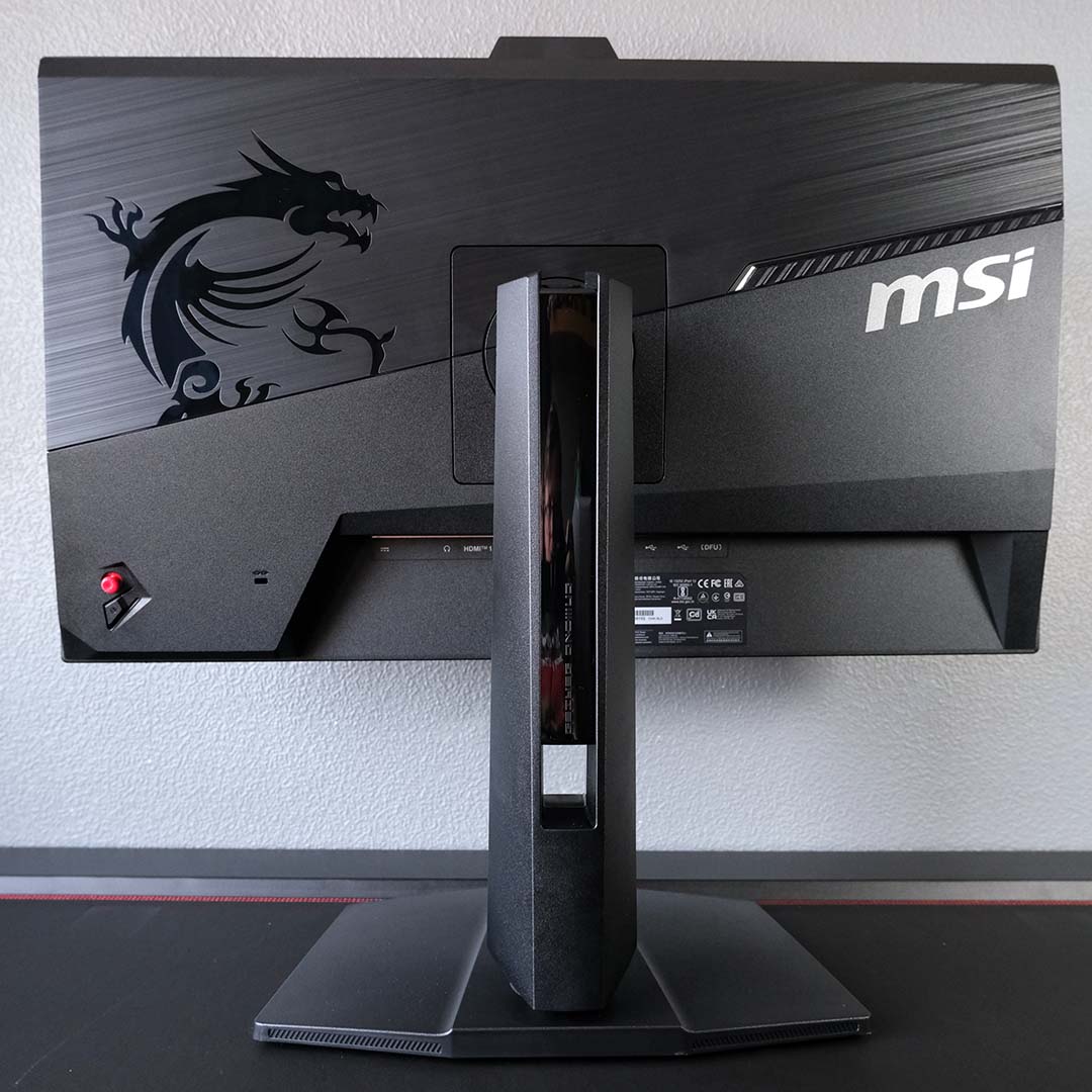 The back of the MSI MPG 272QRF X36 monitor.
