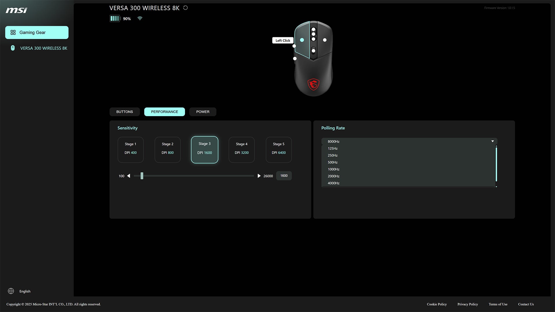 A screenshot of the MSI Versa 300 software controls in Portal X.