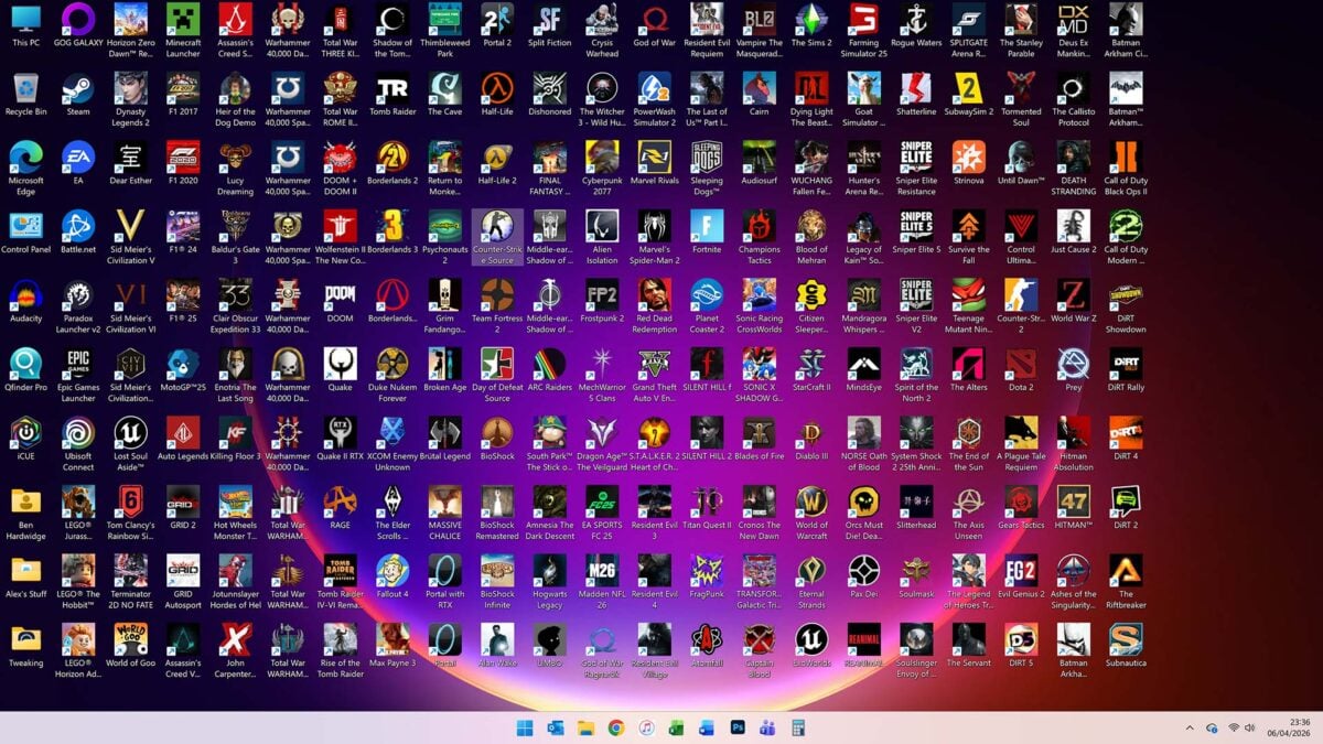 NAS gaming - loads of game icons on a Windows desktop