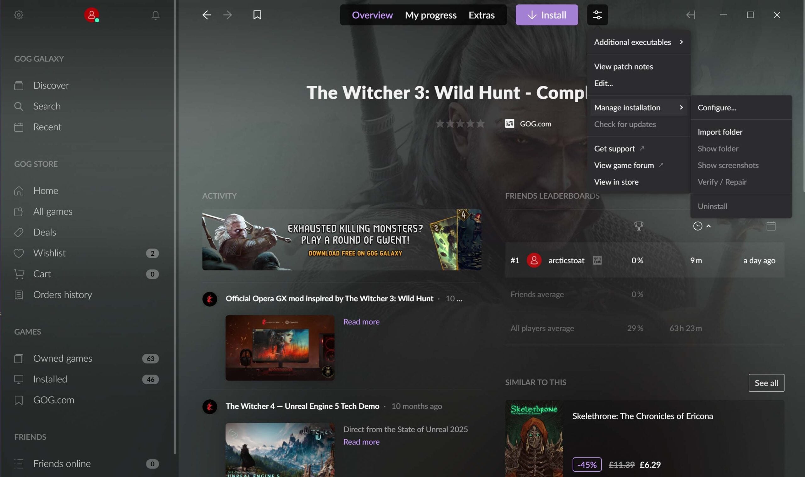 NAS gaming - finding Witcher 3 install in GoG Galaxy