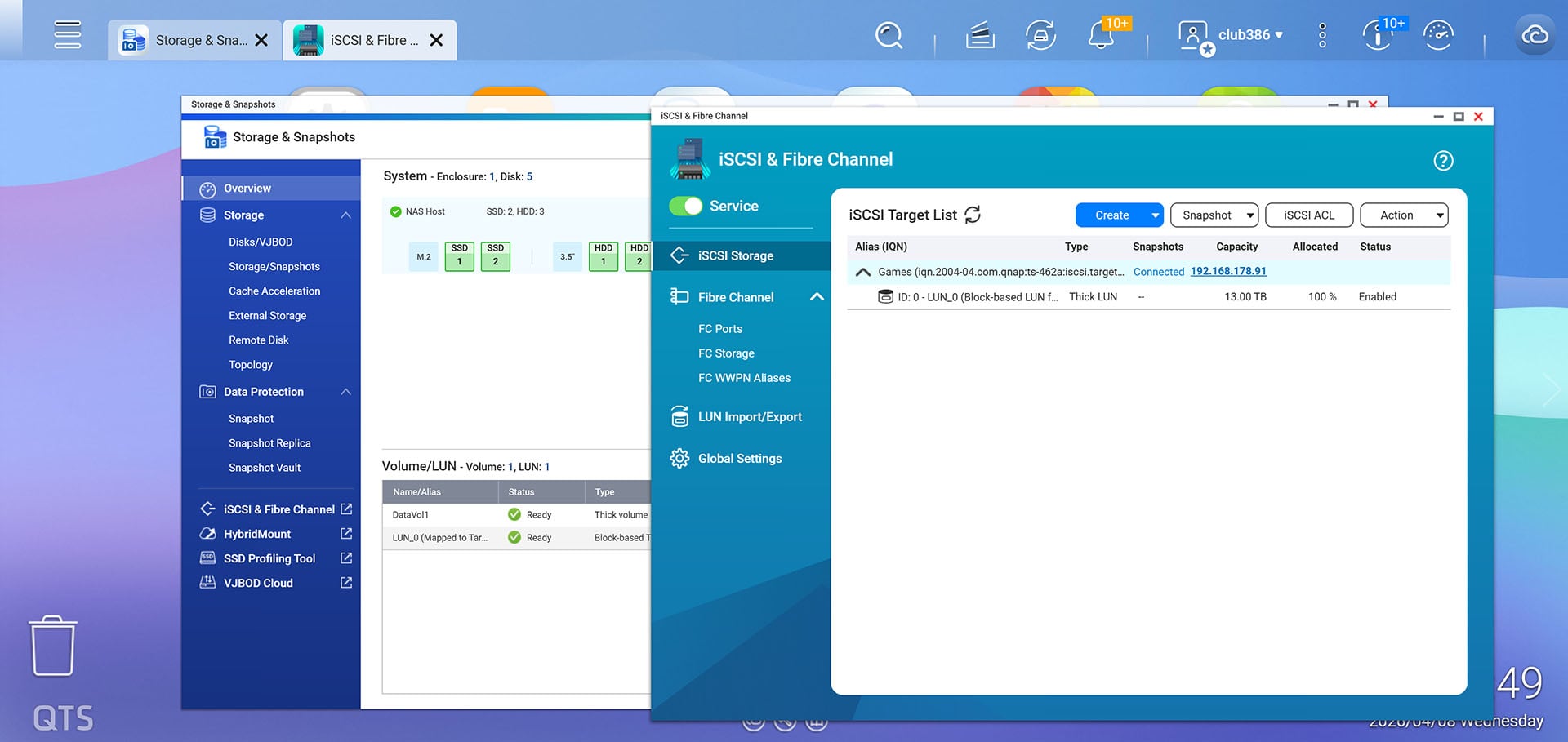 Setting up an ISCSI volume on a QNAP NAS