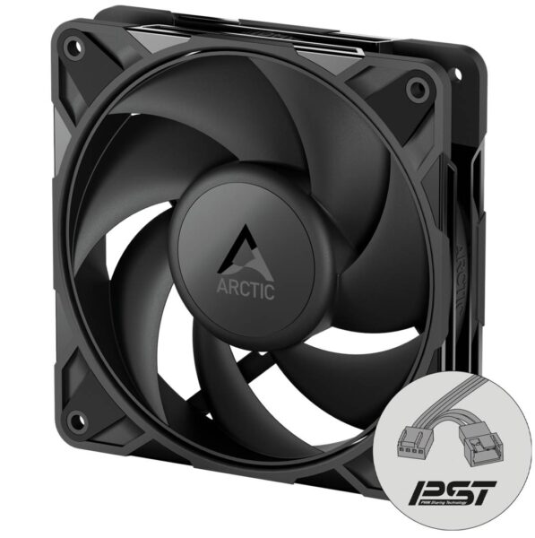 ARCTIC P12 Pro PST - Krachtige Premium Ventilator, 120 mm PWM PC Fan met Y- Kabelsplitser, Casefan, 600–3000 rpm, 0 rpm <5% PWM, Hydrodynamisch Glijlager, 4-Pins - Zwart ARCTIC P12 Pro PST - Krachtige Premium Ventilator, 120 mm PWM PC Fan met Y- Kabelsplitser, Casefan, 600–3000 rpm, 0 rpm <5% PWM, Hydrodynamisch Glijlager, 4-Pins - Zwart