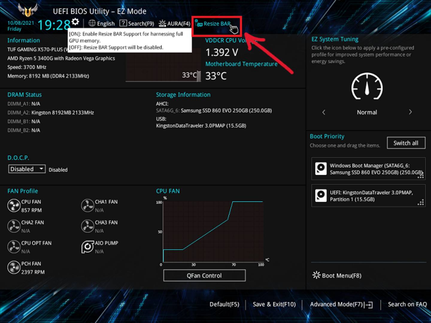 BIOS Resize Bar setting.