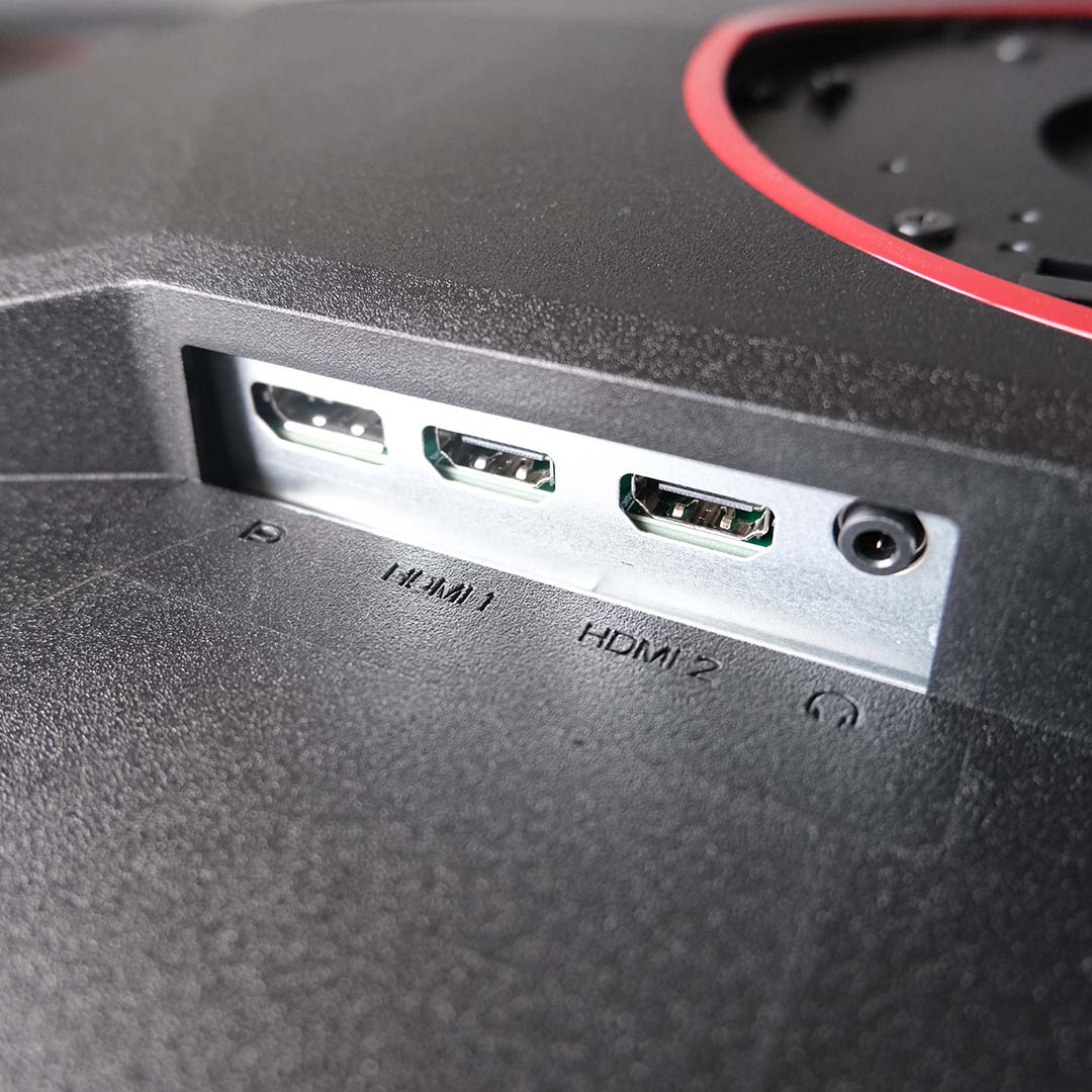 A close-up of ports on the AOC Q27G4ZR.