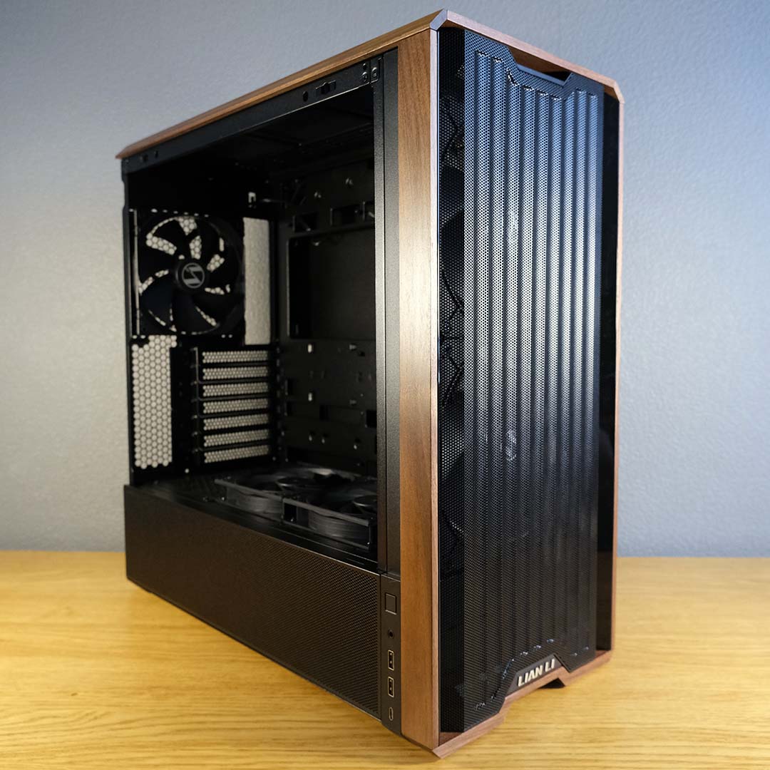 A wide shot of the Lian Li Lancool 217 PC case.