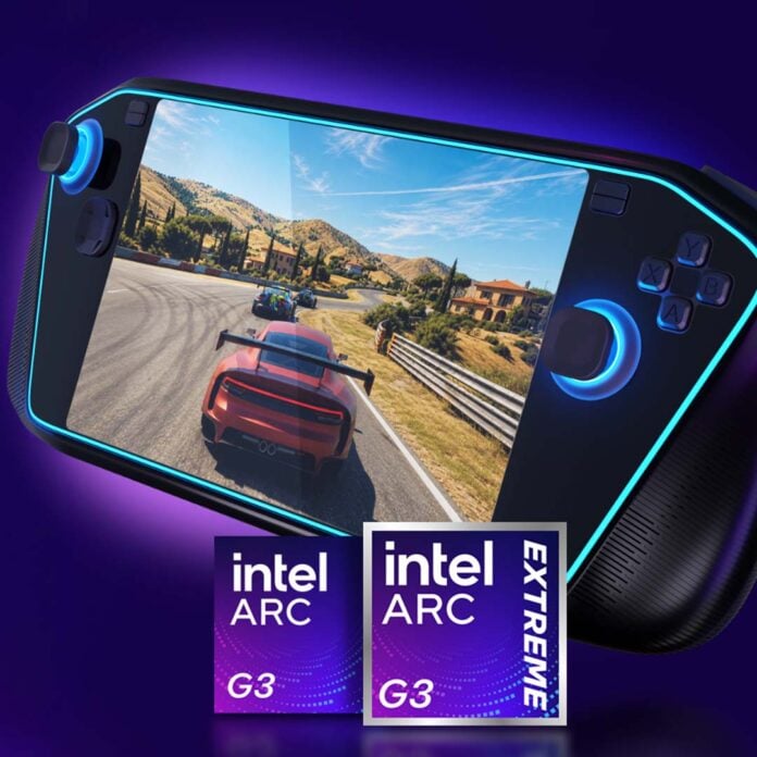 Concept art of an Intel Arc G3 handheld.