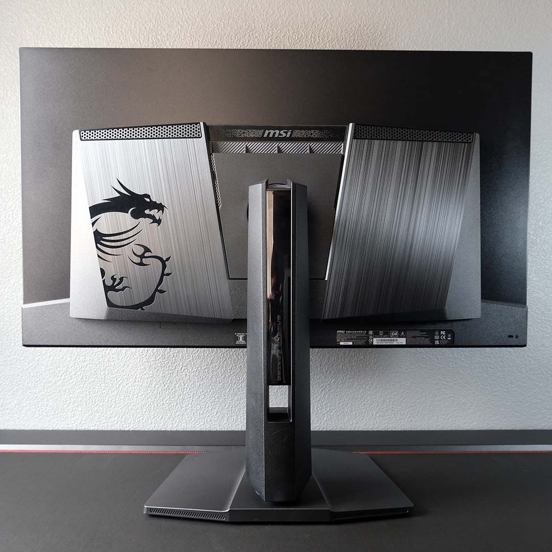The rear of the MSI MPG 322UR QD-OLED X24.