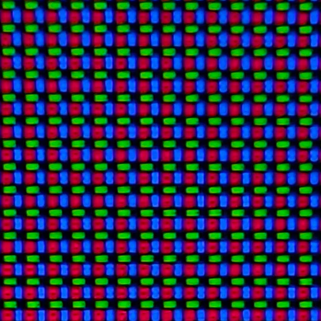 The subpixel structure of the MSI MPG 322UR QD-OLED X24's panel.