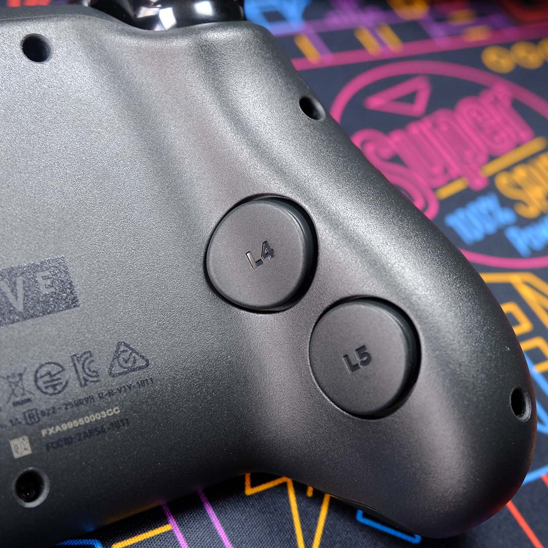 A close-up of the Steam Controller's back buttons.