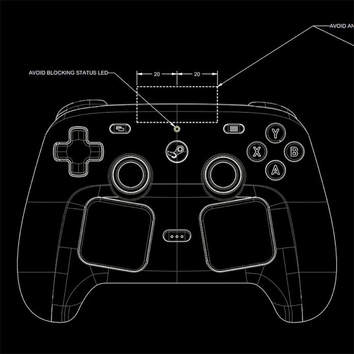 A stencil of a Steam Controller.
