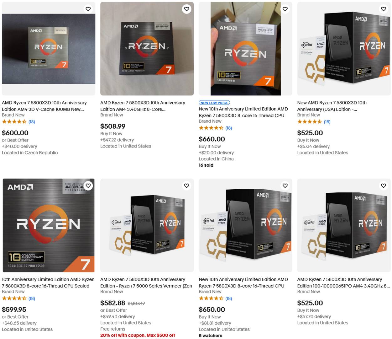 AMD Ryzen 7 5800X3D 10th Anniversary Edition on eBay.