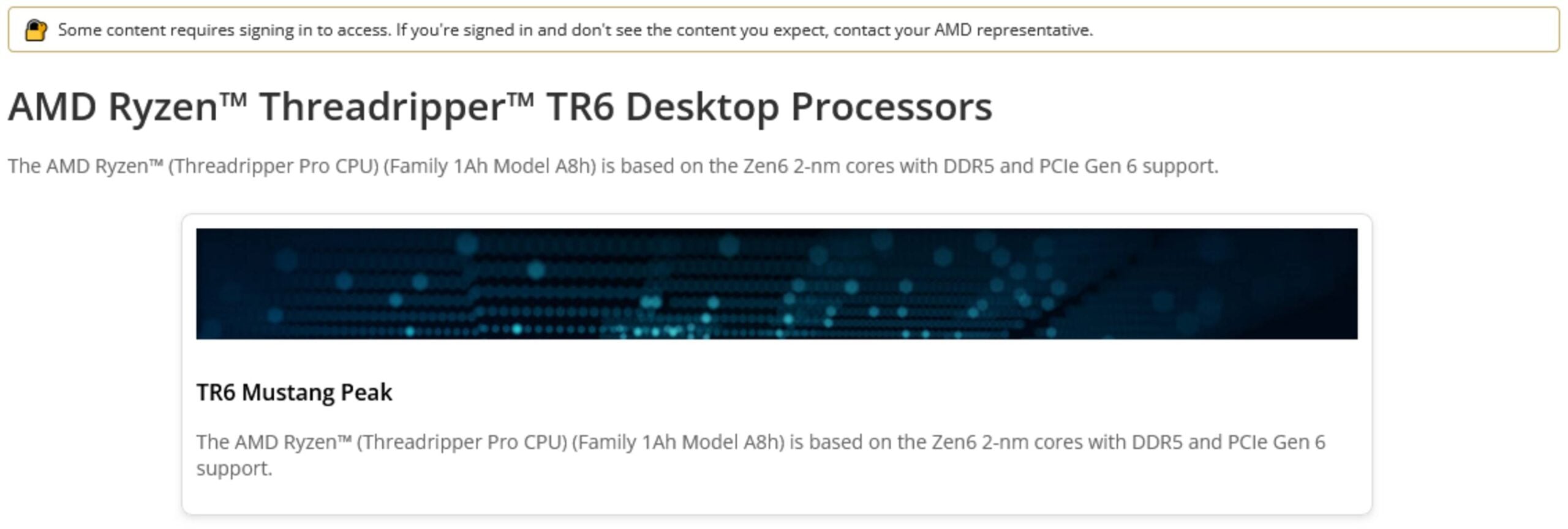 AMD Ryzen Threadripper TR6 web page.