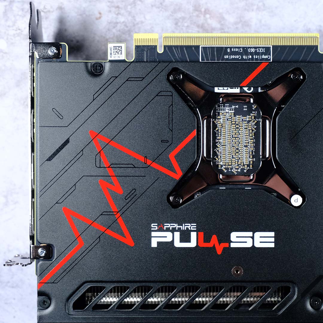 A close-up of the Radeon RX 9070 GRE's 'Sapphire Pulse' and die.