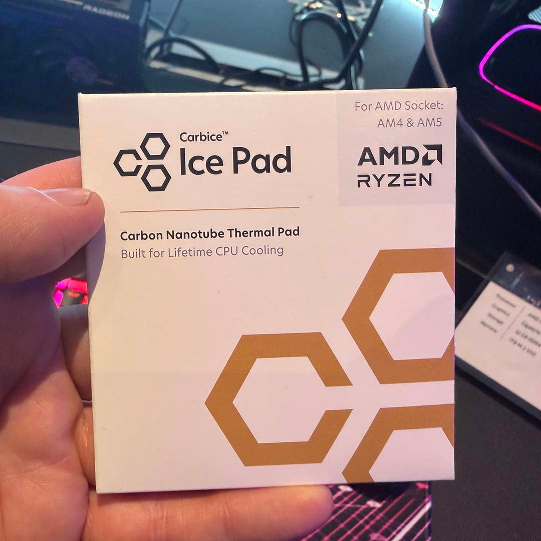 AMD Ryzen 7 5800X3D carbon nanotube thermal pad packaging - front