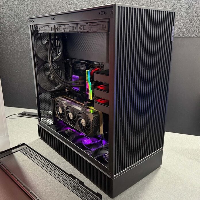 A be quiet! Pure Base 803, in black, side panel removed.