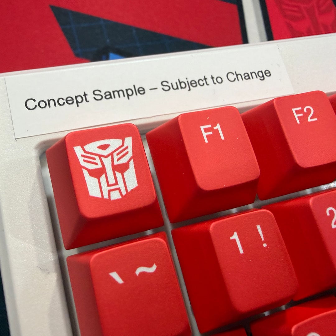 A close-up of the top-left of Ducky's Transformers keyboard concept.