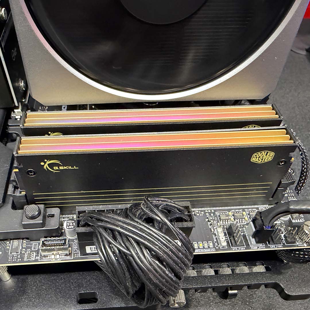 A side-on view of G.Skill AMD ULL-EXPO RAM installed within a system.