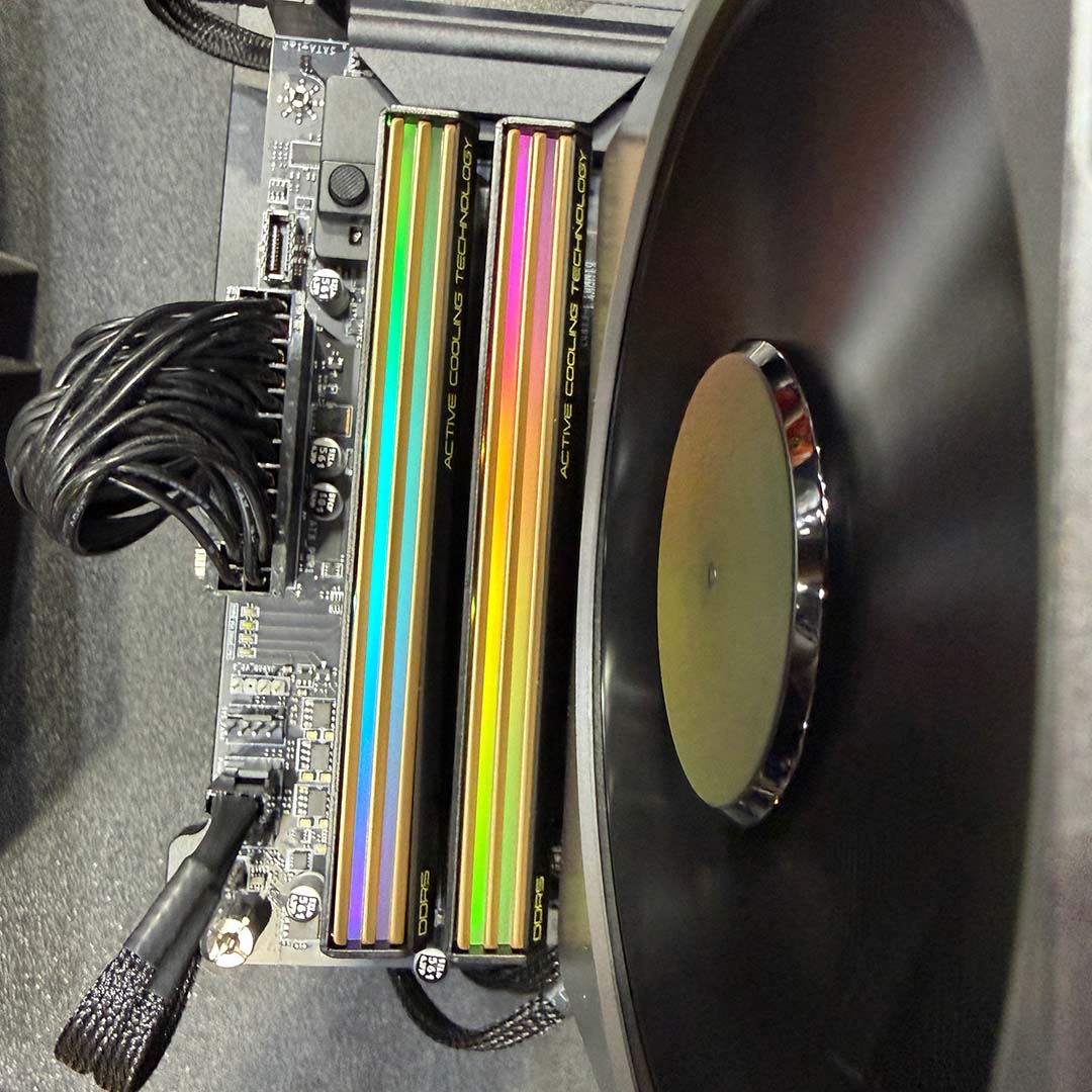 A top-down view of G.Skill AMD ULL-EXPO RAM installed within a system.
