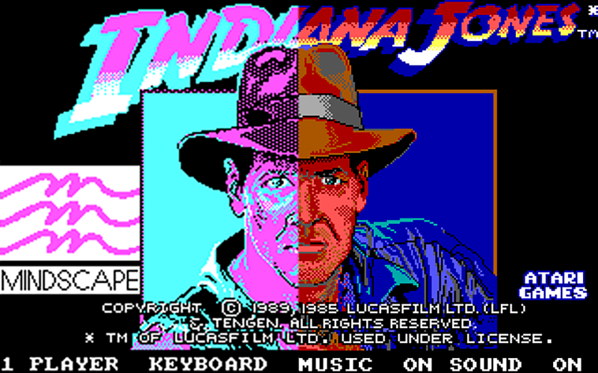 Indiana Jones and the Temple of Doom loading screen in CGA (left) and EGA (right)