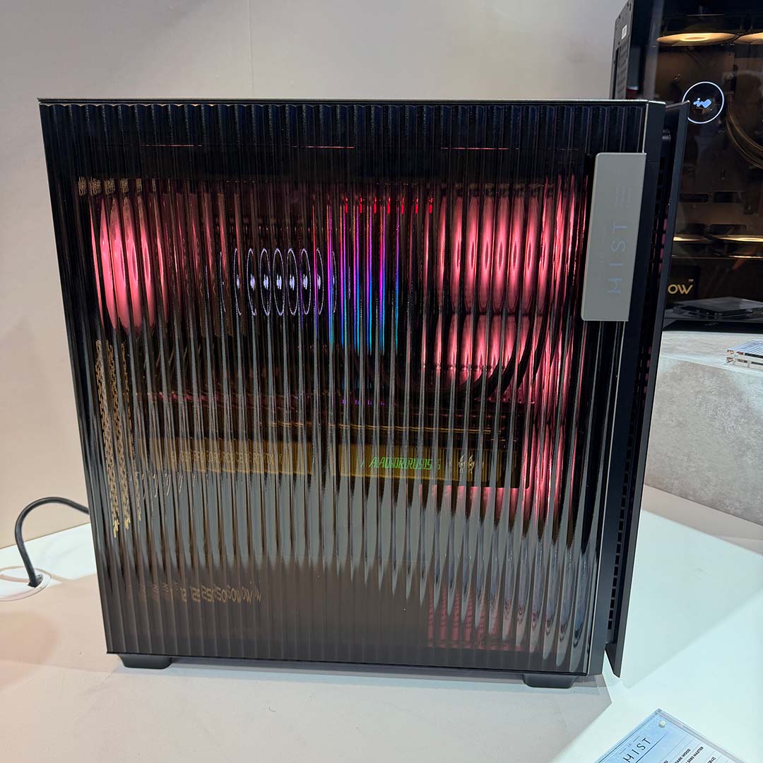 An InWin Mist case, showcasing its reeded glass side panel.
