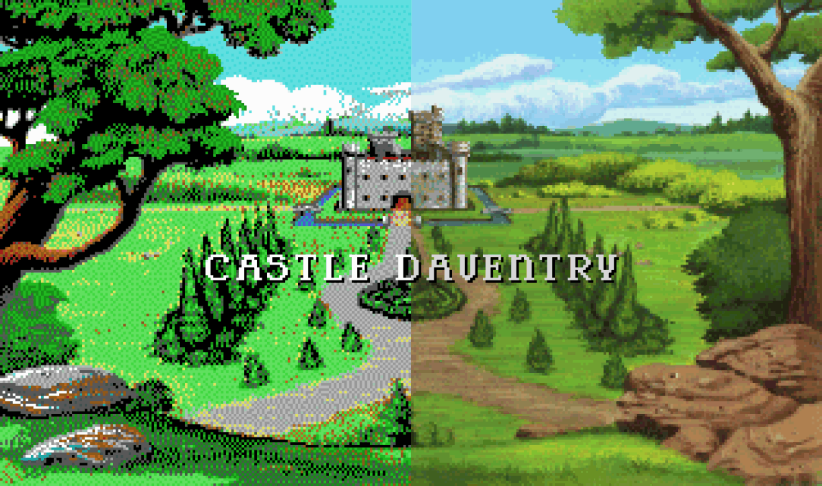 King's Quest V in EGA (left) and VGA (right)
