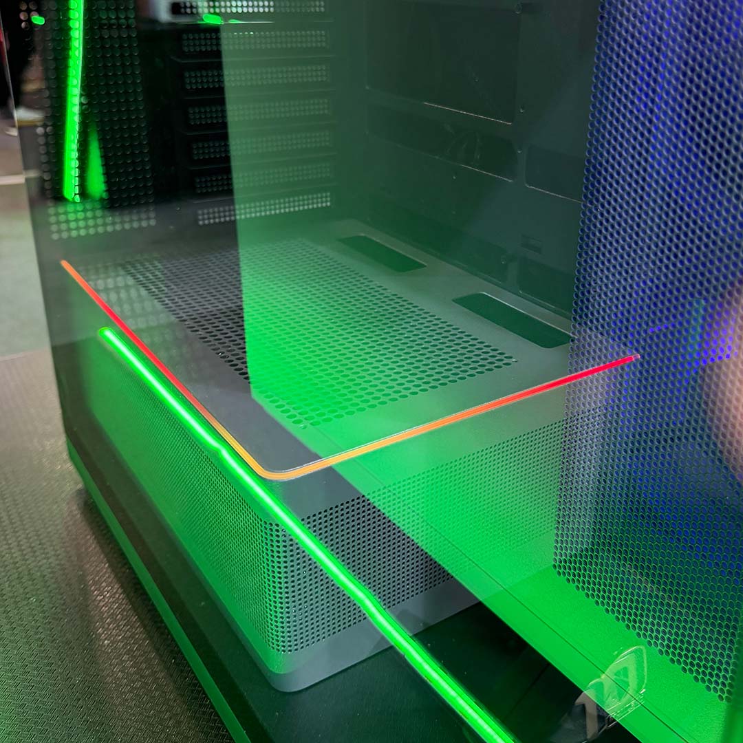 A close-up of the PSU shroud in the Montech TG3 PC case.