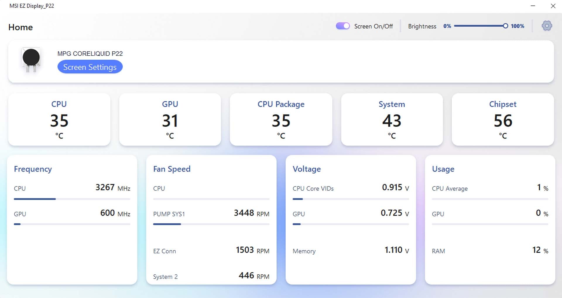 MSI EZ Display dashboard