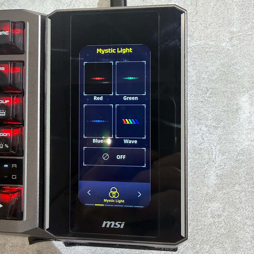 The MSI Strike Nexus, showing Mystic Light controls.