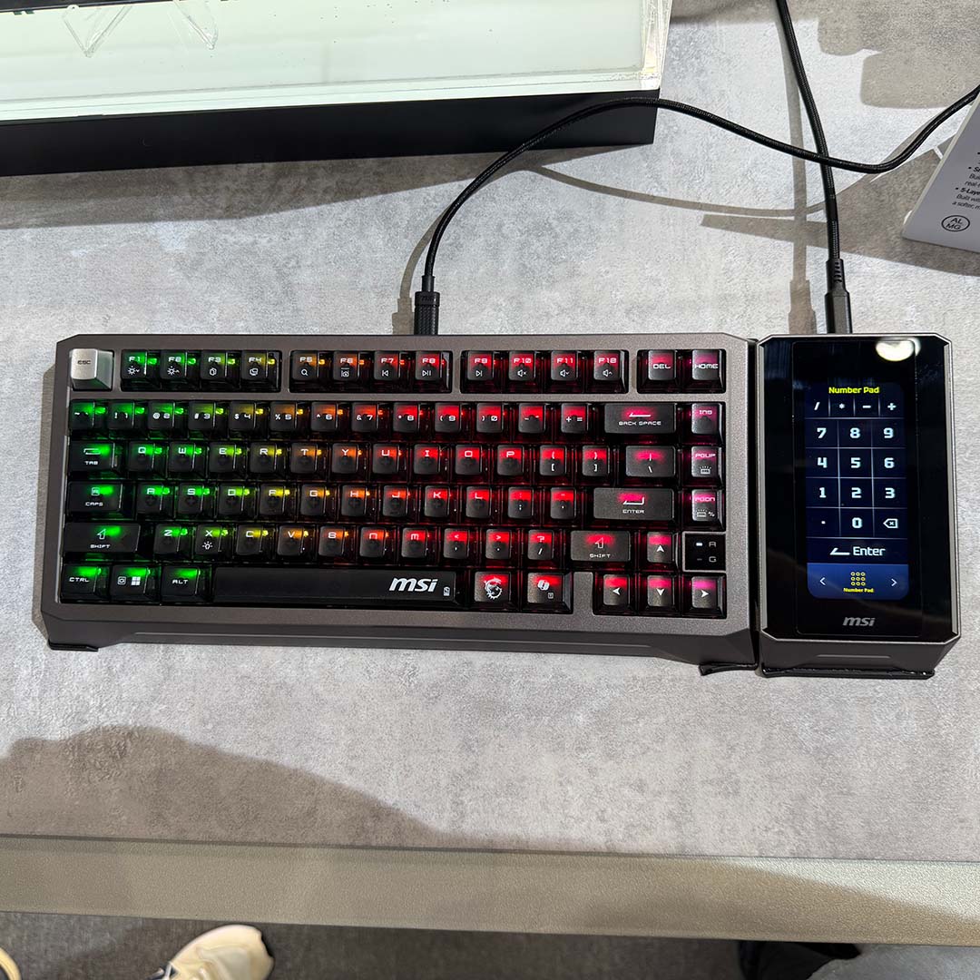 The MSI Strike Nexus, (right), attached to a Strike Alloy TMR keyboard.