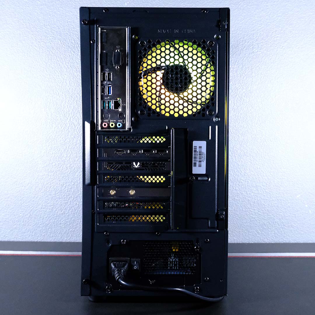 The rear of the PCSpecialist Elite Storm II.