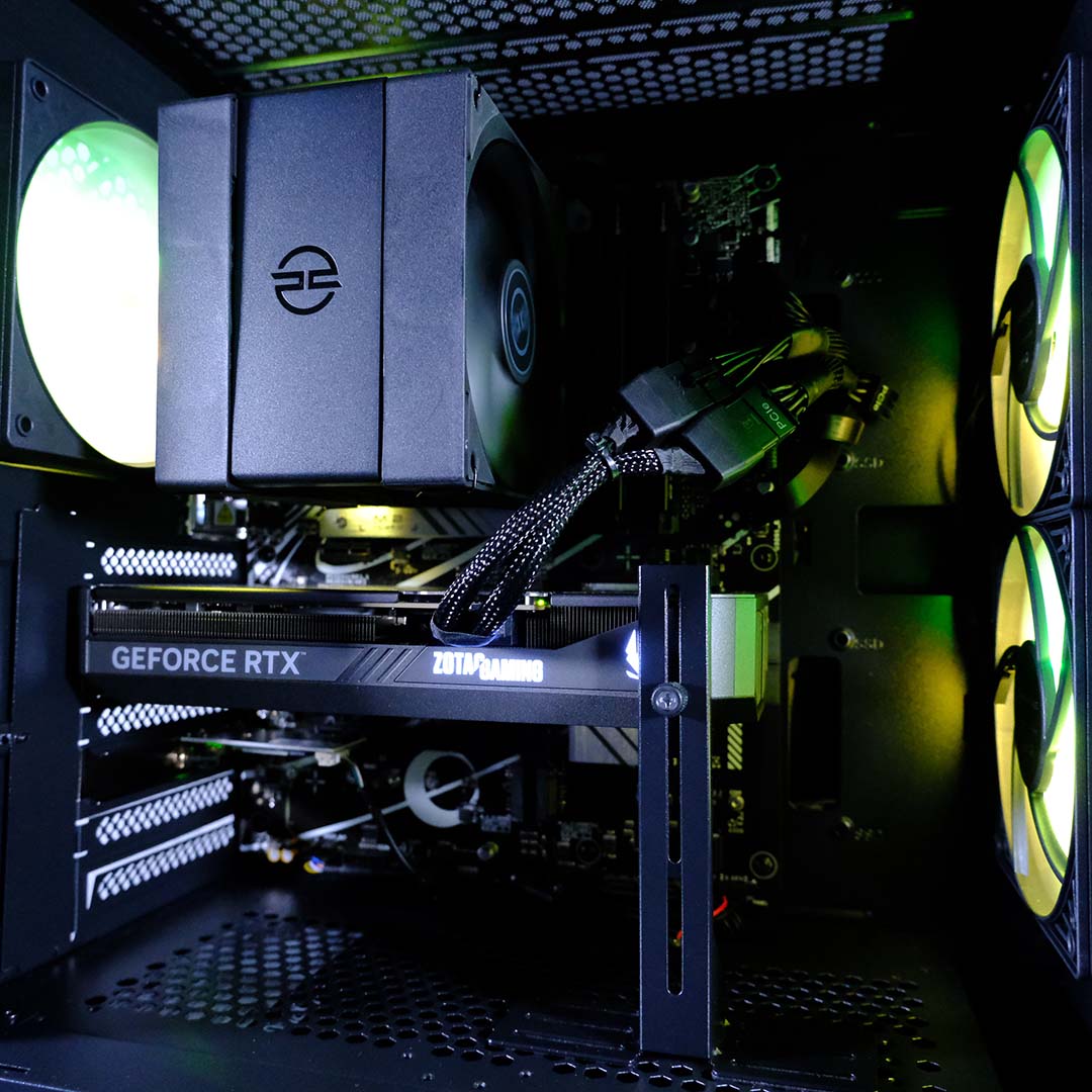The internal components inside the PCSpecialist Elite Storm II.