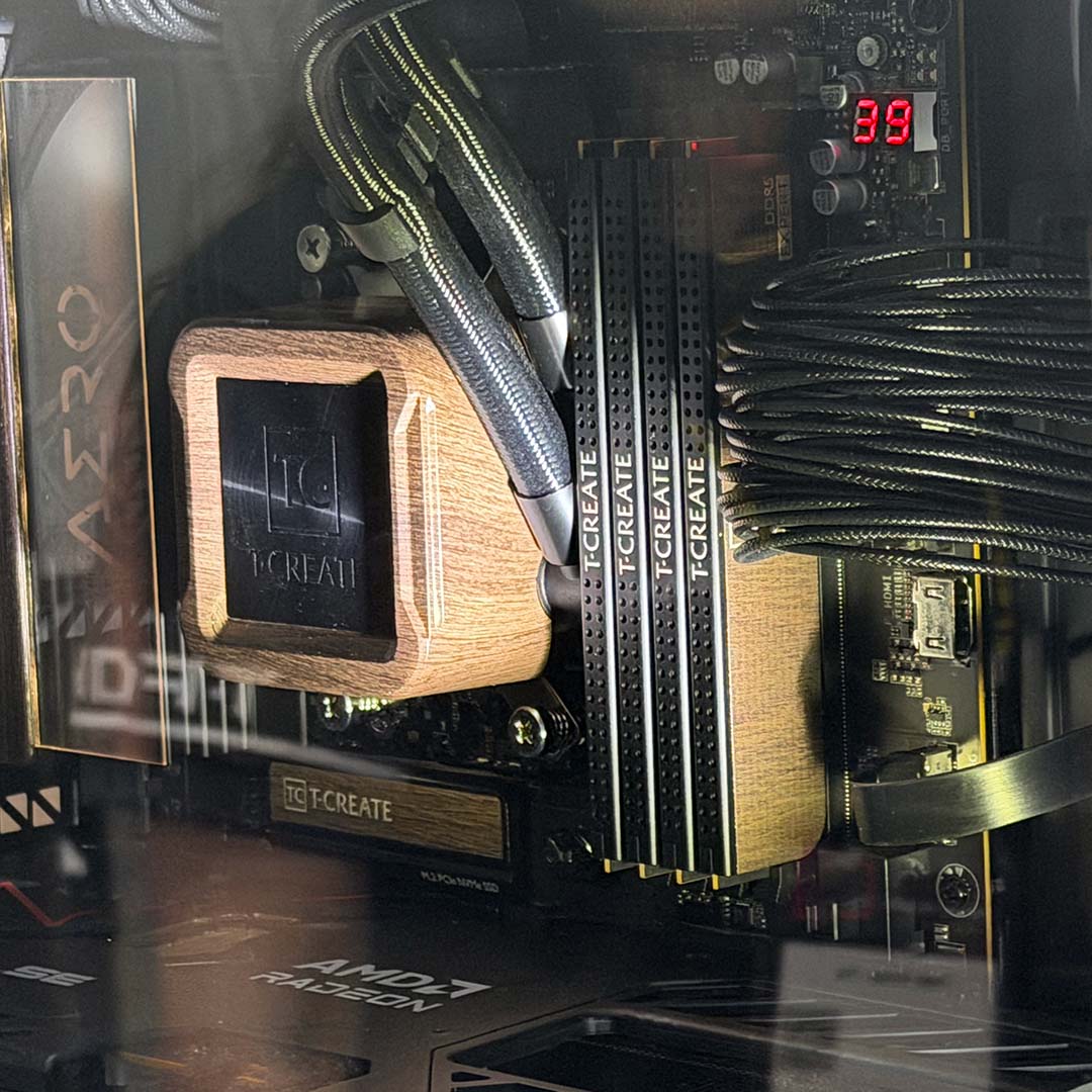 A close-up of a collection of TeamGroup T-Create components in a PC.
