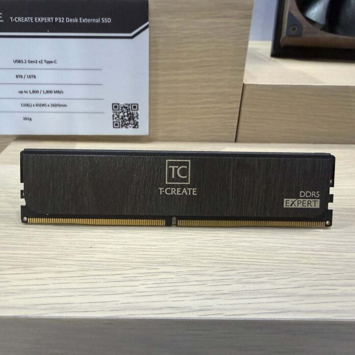 TeamGroup T-Create RAM stick with a wood-effect finish.