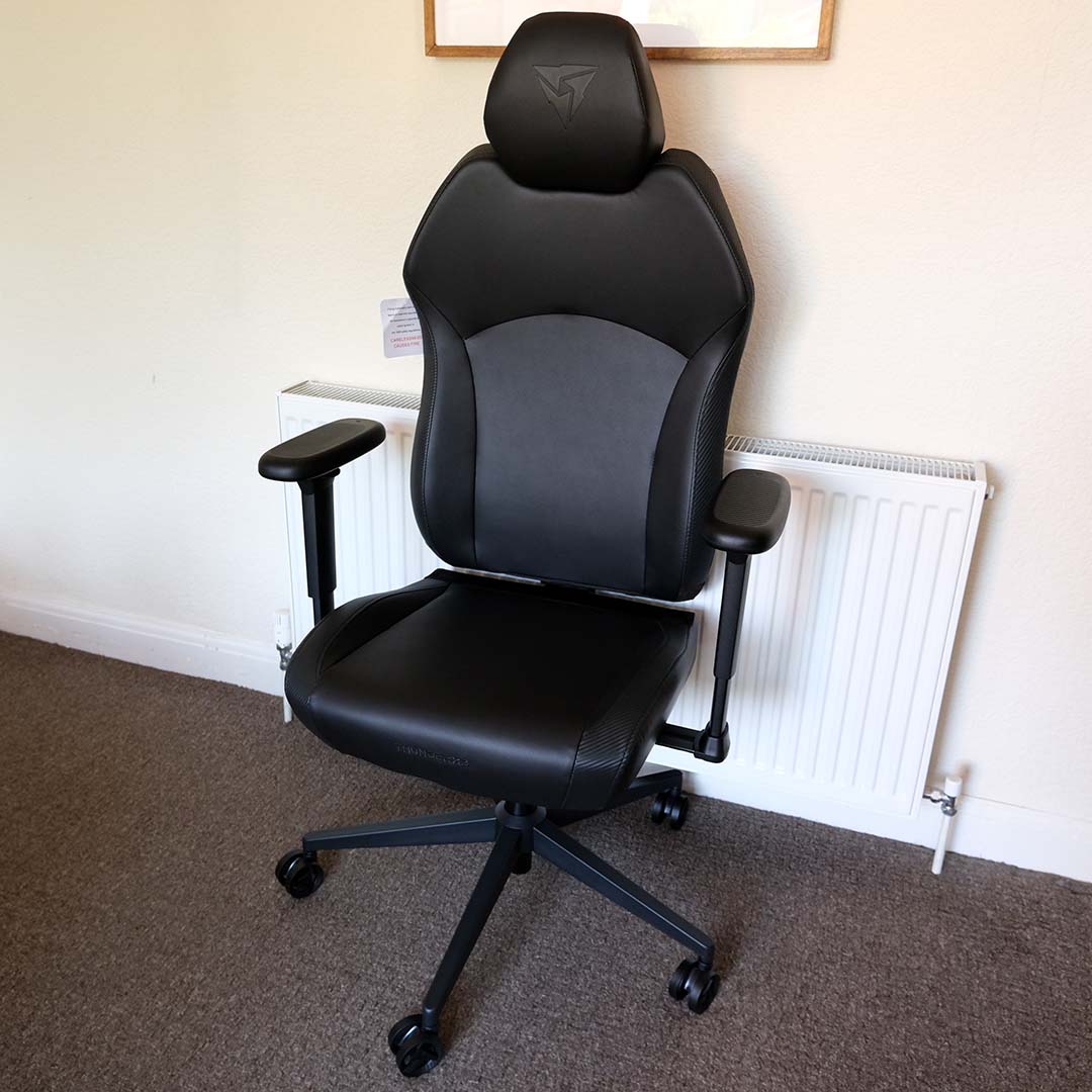 The ThunderX3 Solo gaming chair, fully built.