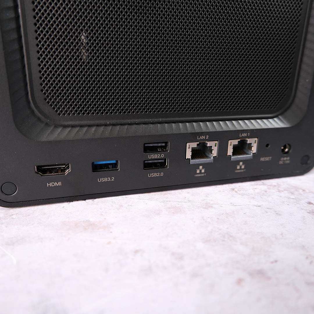 The rear ports on the Ugreen NASync DXP4800 GT.