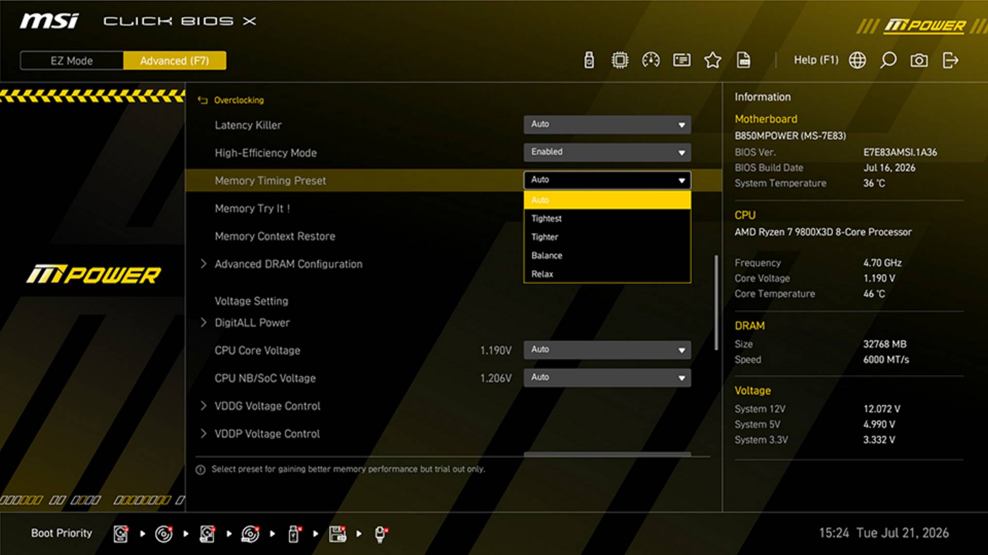 MSI High-Efficiency Mode.