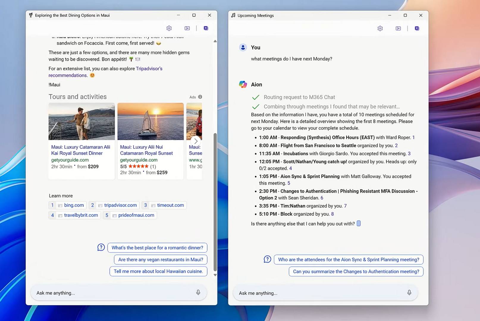 Microsoft Aion Copilot OS - chat with AI.