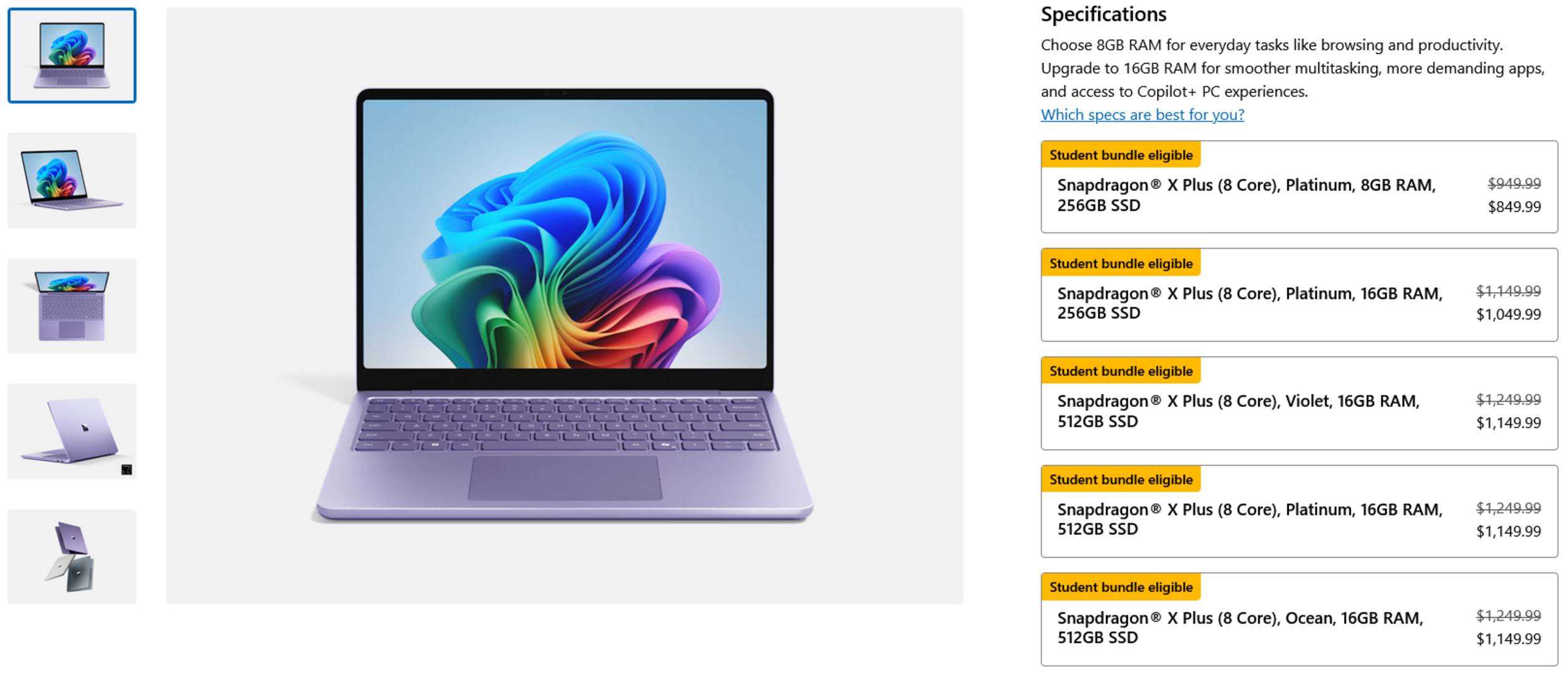 Microsoft Surface Laptop 13in models.