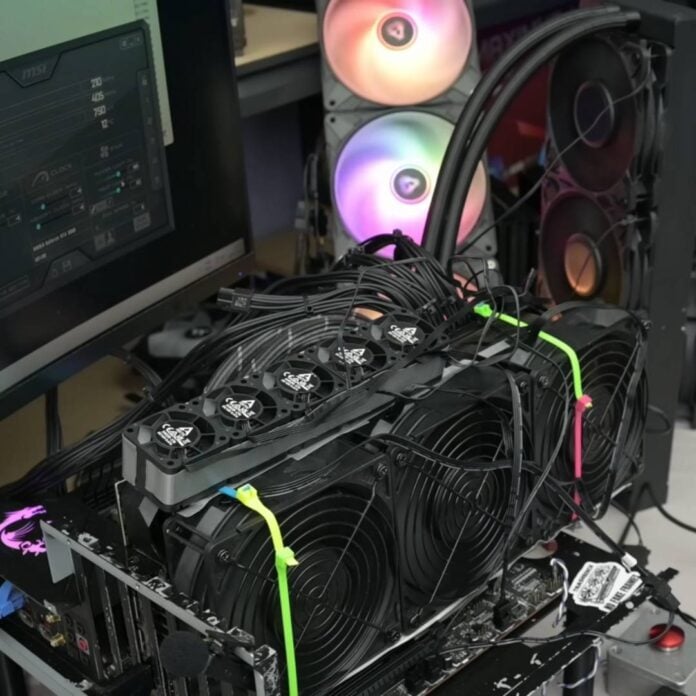Nvidia RTX 3080 cooling mod with 11 fans.