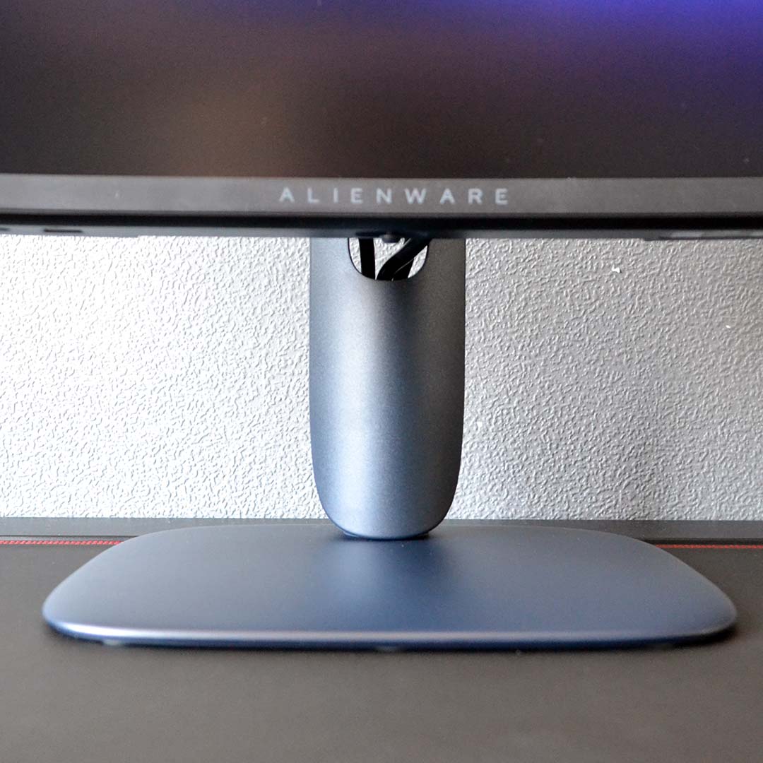 A close-up of the AW3226DM's cable management.