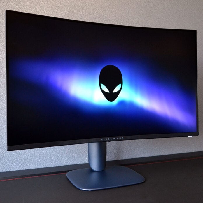 A side-on view of the Alienware AW3226DM.