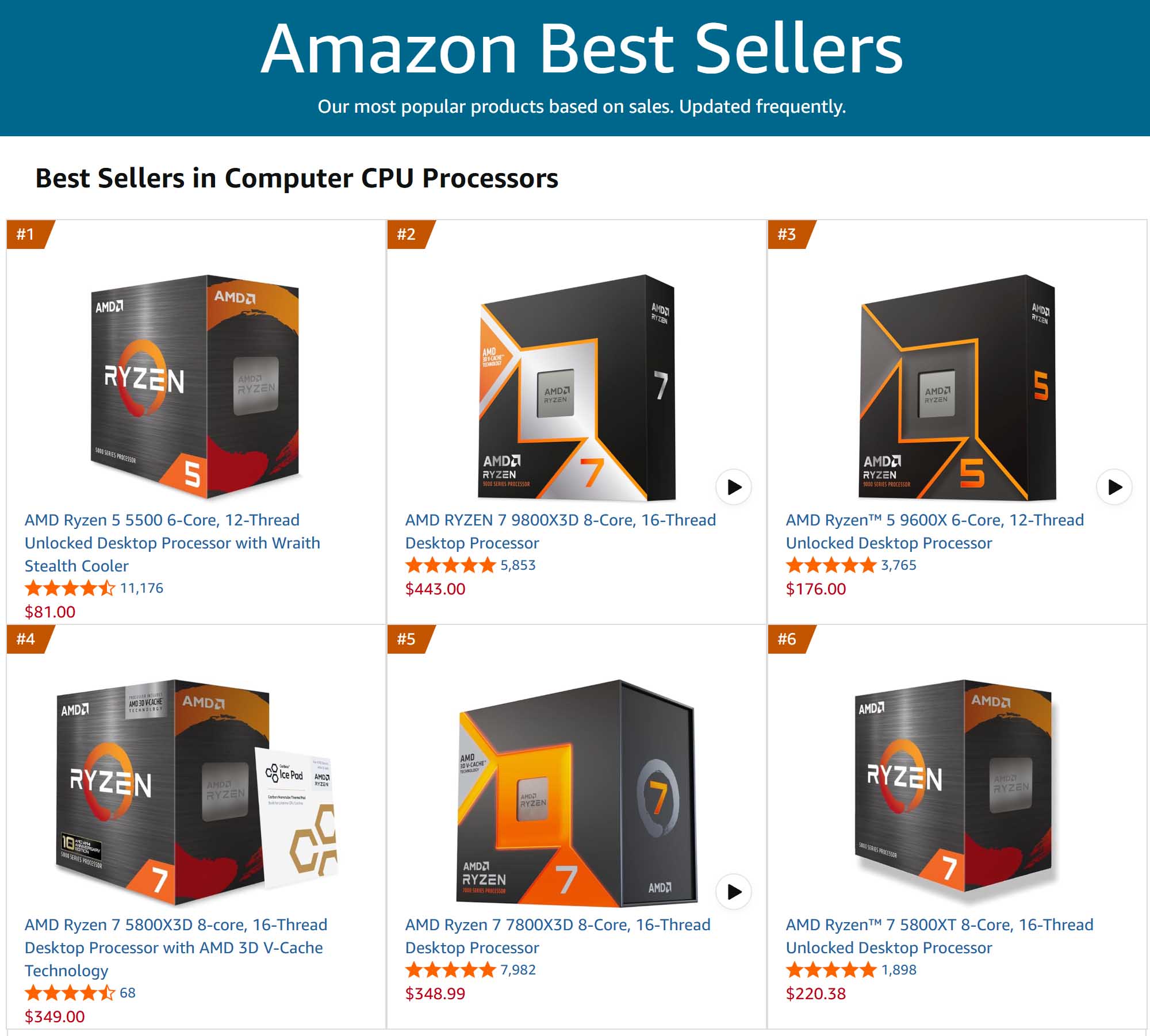 Amazon CPU best sellers July 2026