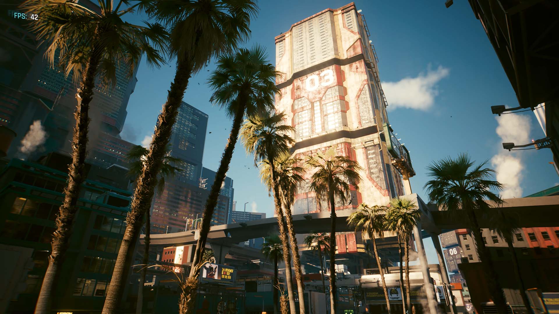 A screenshot of Cyberpunk 2077, using FSR 4, running on a Radeon RX 7800 XT.