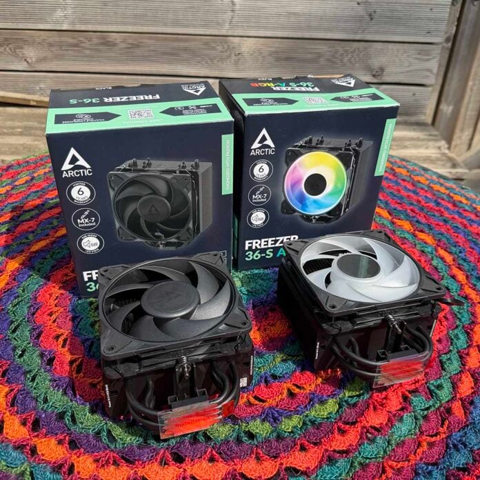 Arctic Freezer 36-S Black and ARGB built next to their boxes
