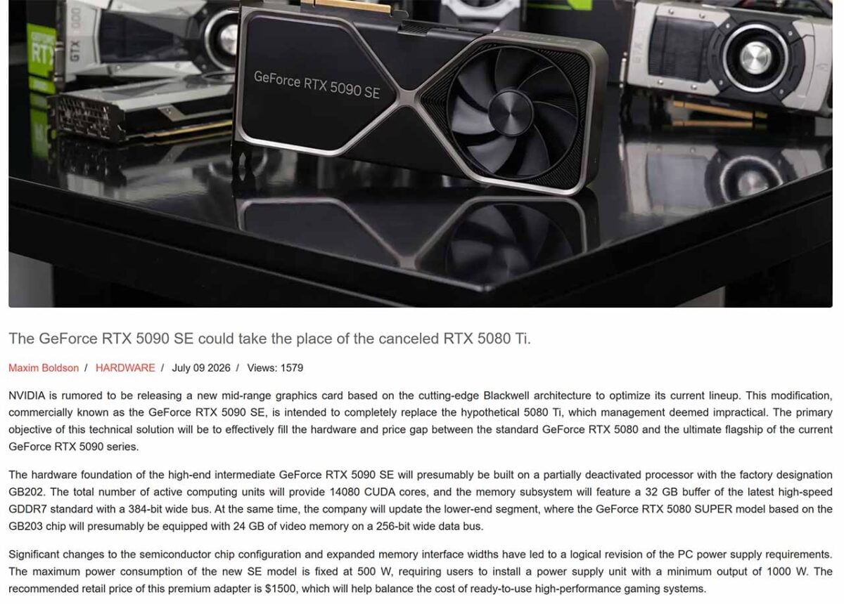 GPUGamer 5090 SE story