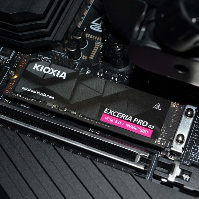 A Kioxia Exceria Pro G2 SSD installed in a system.