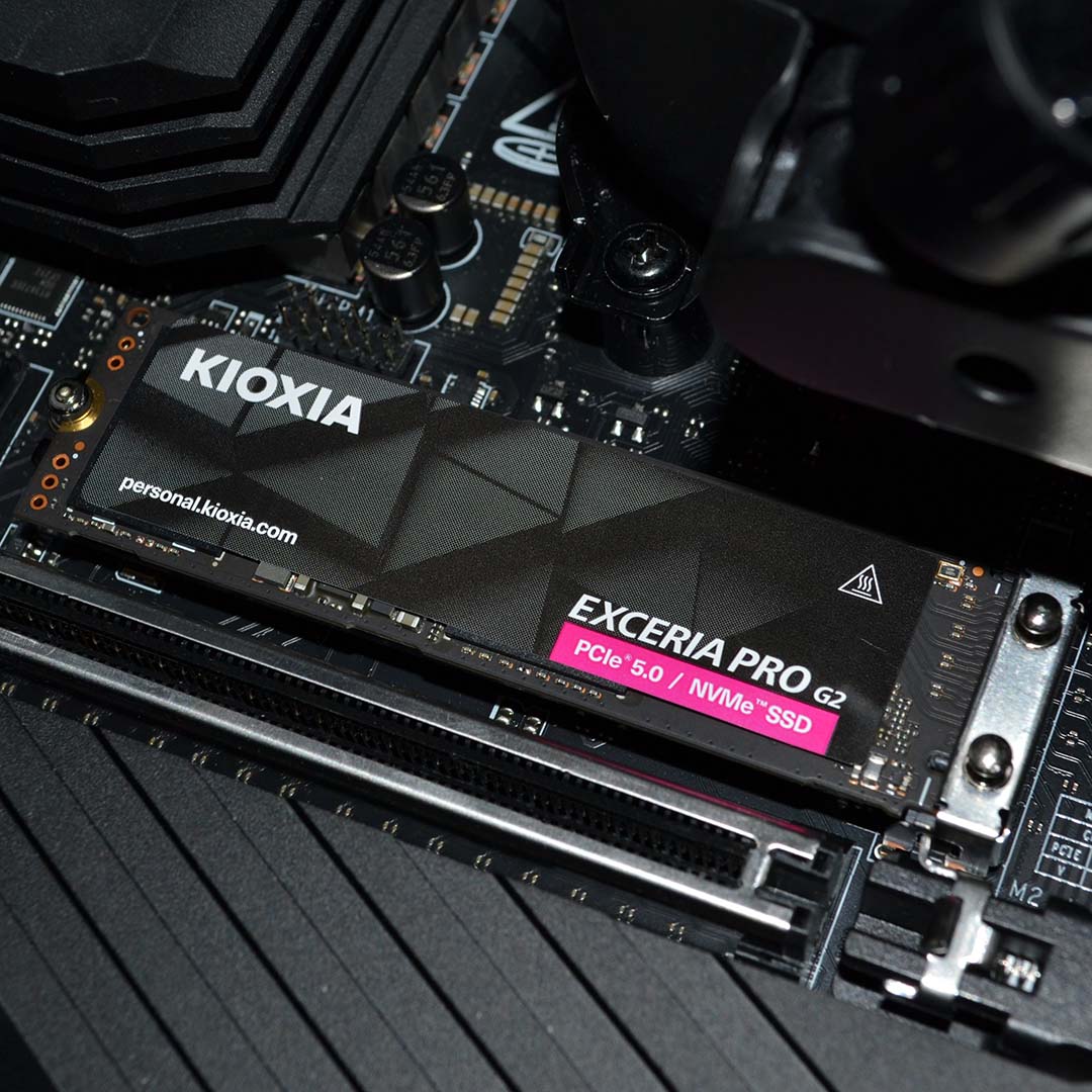 A Kioxia Exceria Pro G2 SSD installed in a system.